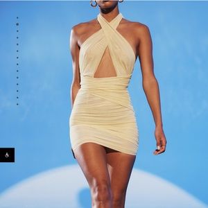 Mistress Rocks “Over It” Lemon Halter Mini Dress